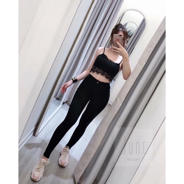 Quần tregging Jeans giấy siêu co giãn, eo thon