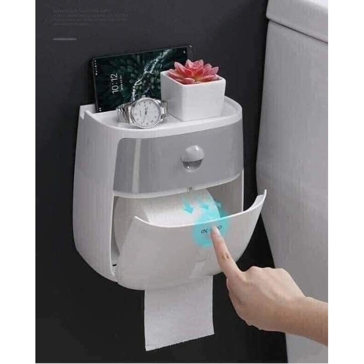 Hộp đựng giấy vệ sinh 2 tầng ecoco bằng nhựa abs đa năng, đồ gia dụng