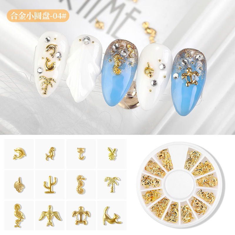 New Moon and Stars Nail Jewelry Eyelet Rivet Nail Diy Decorative Appliqué Mixed Small Round Nail Diamond Paste Cartridge