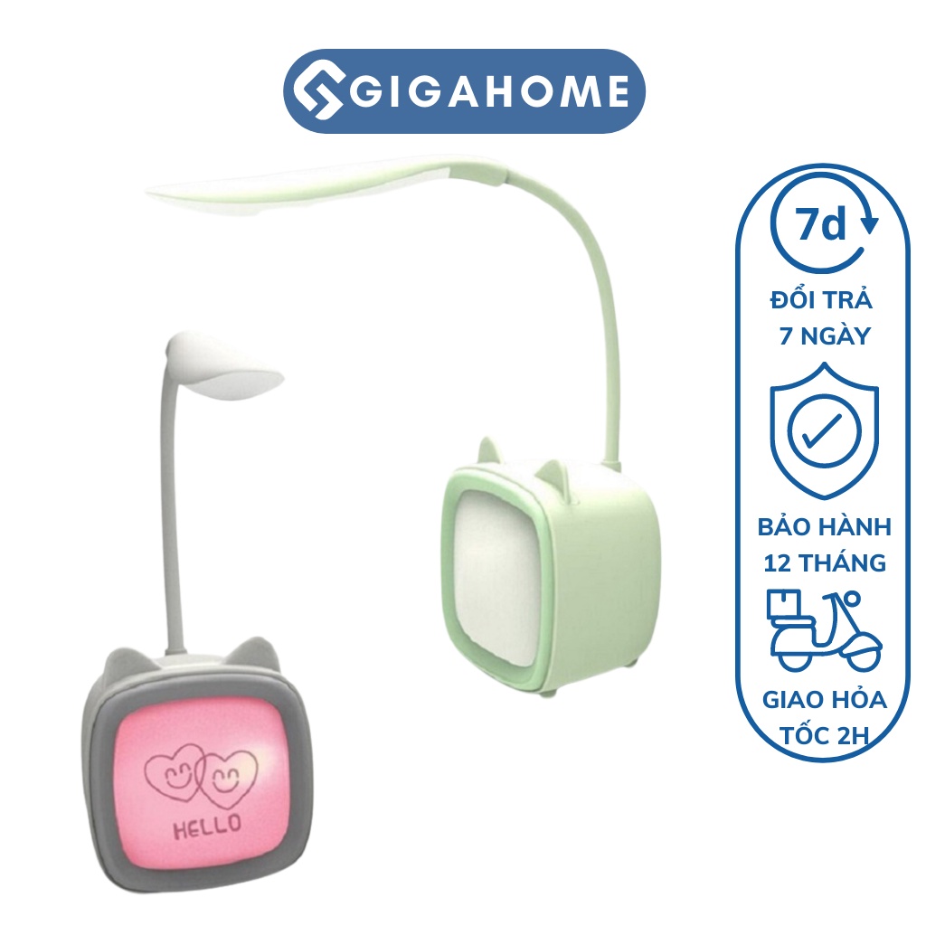 Đèn Học Để Bàn Chống Cận Tích Điện 3 Chế Độ Sáng GIGAHOME Hình Chiếc Lá Đáng Yêu 9438