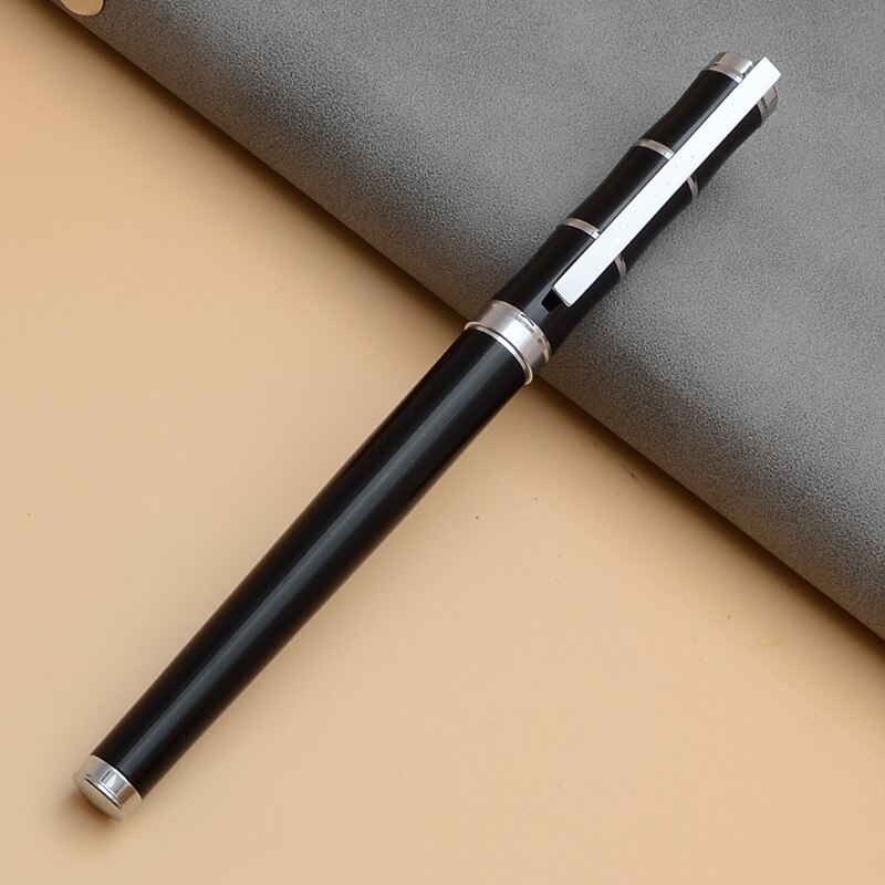 Bút ký viết mực nước gel Nắp đốt trúc  Vỏ kim loại sơn đen- Baoer1916