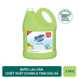 Can Nước Lau Sàn Sunlight Thiên Nhiên Chiết xuất Chanh Yuzu & Tinh dầu Sả 3.6Kg