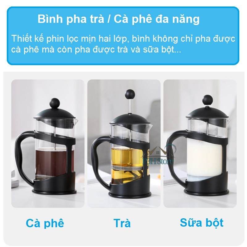 Bình pha cà phê Pháp Lock&Lock French Press bình pha trà dung tích 800ml LLG018