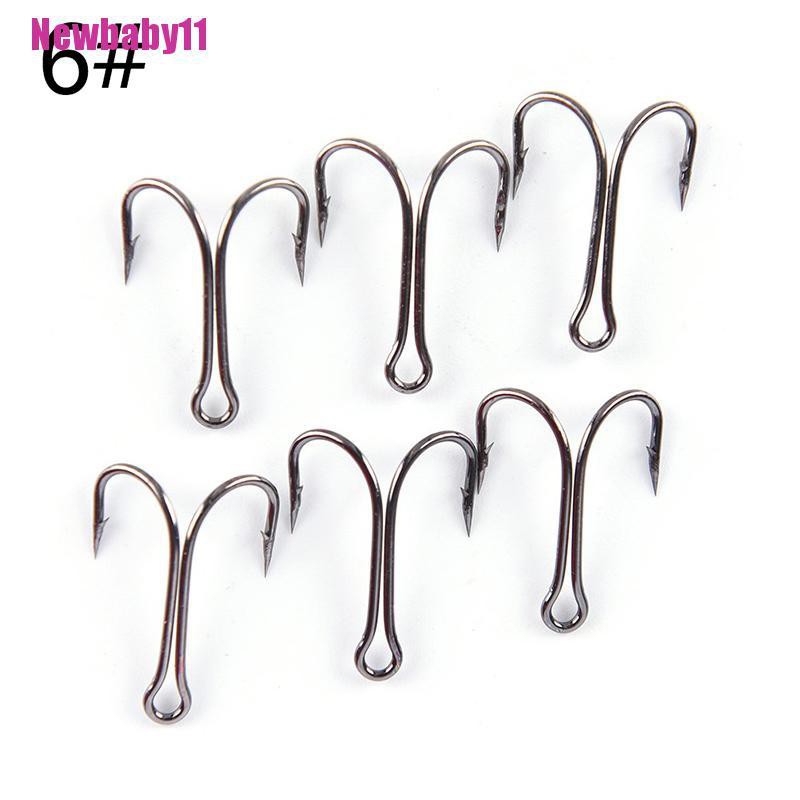 Set 11 / 50 Móc Câu Cá Kép Bằng Thép Carbon Màu Đen Chất Lượng Cao