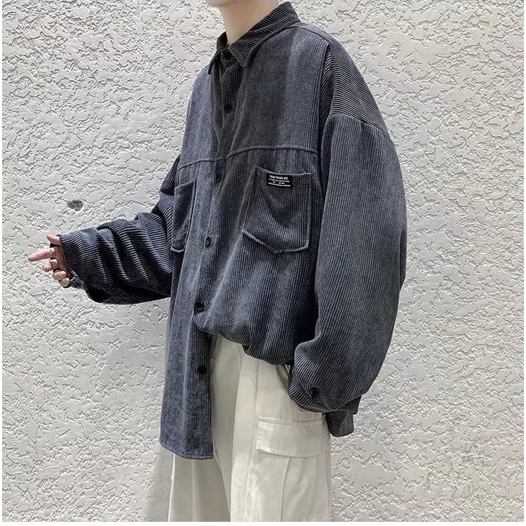 Áo sơ mi nam vải nhung kẻ simple áo phong tay dài fashion sơ mi hàn quốc unisex áo khoác áo sơ mi tay dài form rộng nam vải lụa cao cấp áo sơ mi nam thời trang Hàn Quốc cao cấp