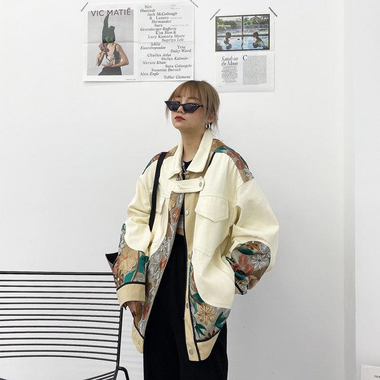 Áo khoác dáng rộng thêu họa tiết phong cách hiphop thời trang cá tính cho nam