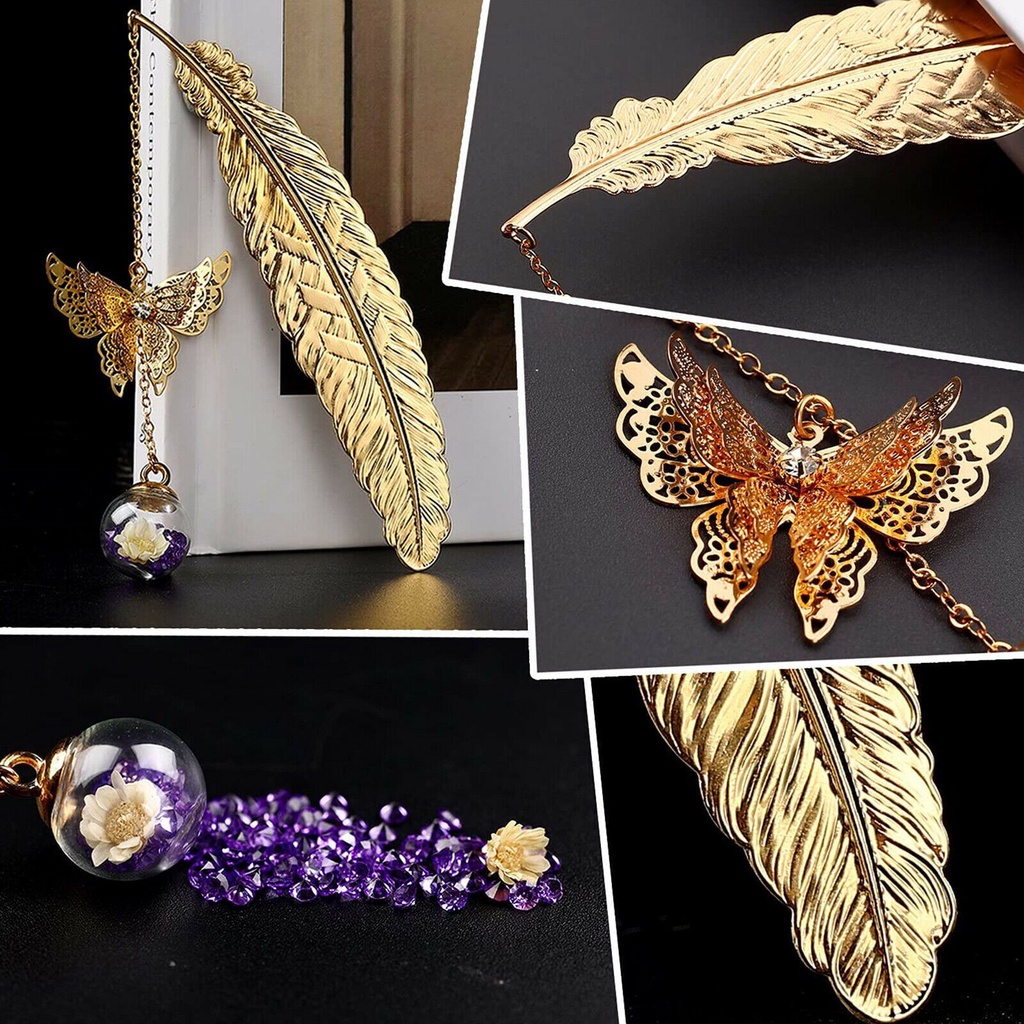 Vintage Metal Butterfly Feather Bookmark Teacher Mother's Day Thank You Gift