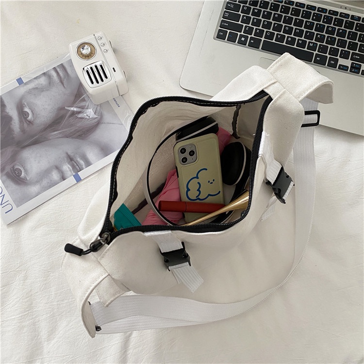 Túi vải đeo chéo unisex, túi canvas đeo vai học sinh sinh viên, phong cách ulzzang Hàn Quốc, phụ kiện Emmer