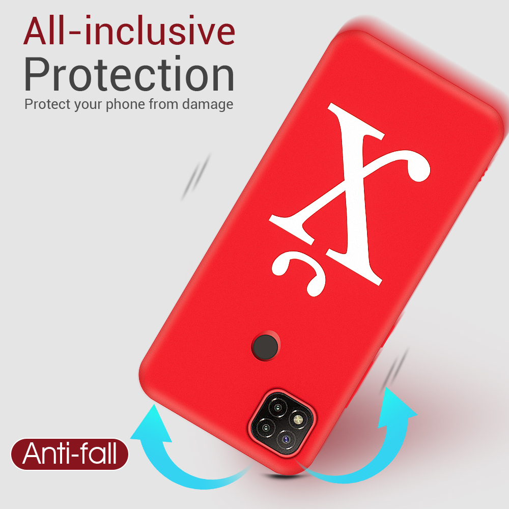 Red Russian Letter Silicone Case For Xiaomi Redmi 9 9A 9C Soft TPU Shockproof Protective Black Cover