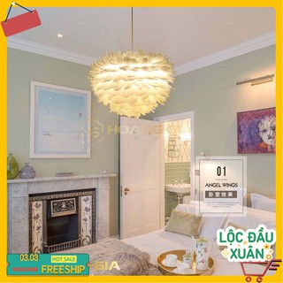 Đèn chùm - đèn chùm phòng khách mây lông vũ bắc âu decor lighting tn329 - 3 chế độ ánh sáng