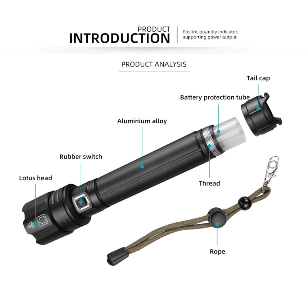 Đèn Pin Siêu Sáng Xhp90 90000 Lumens 5 Chế Độ Tiện Dụng