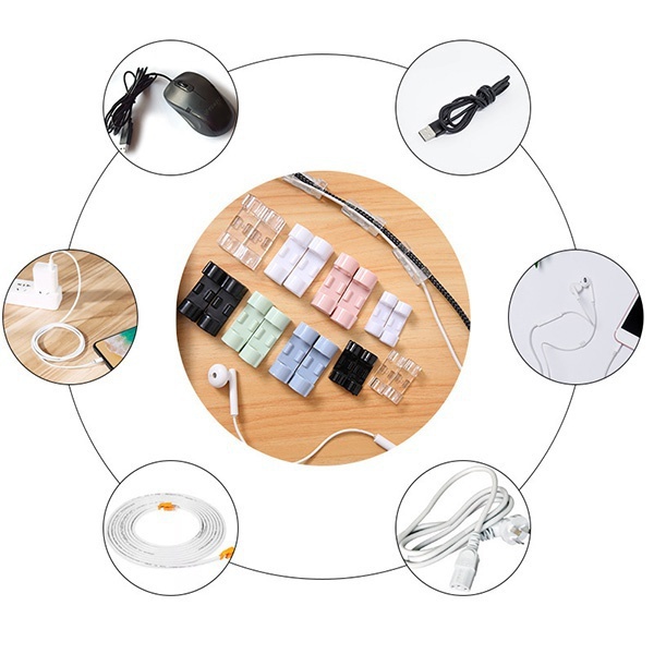 Set 20 Kẹp Cố Định Dây Cáp Sạc / Tai Nghe Để Bàn Tiện Lợi