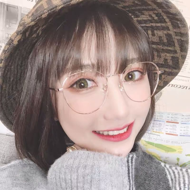 Mắt kính gọng kim loại mỏng hình bầu dục xinh xắn thời trang cho nữ có độ từ 1.0 đến 6.0