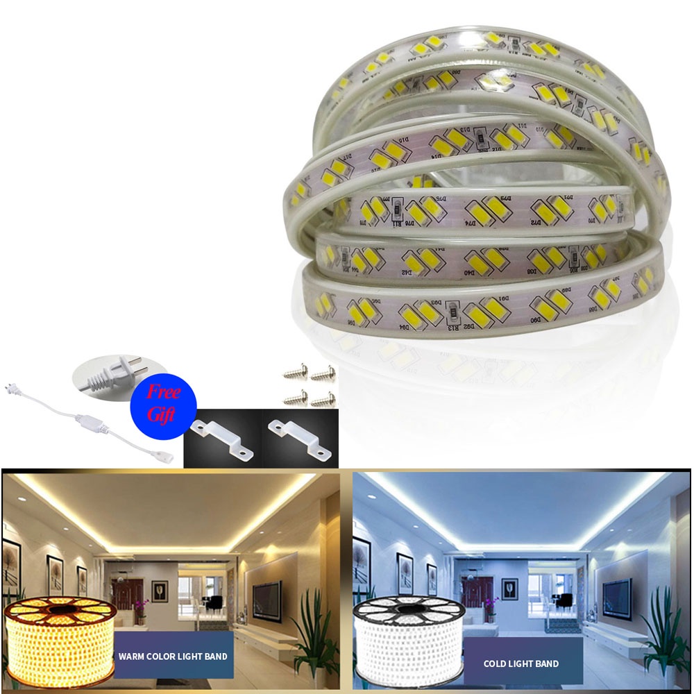 Dây Đèn LED 6M / 5M / 3M SMD 5730 AC 220V 120 LED Chống Thấm Nước Trang Trí Phòng Khách / Nhà Bếp