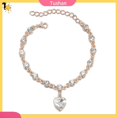 Vòng đeo tay đính đá mặt trái tim màu xanh phong cách thời trang lấp lánh