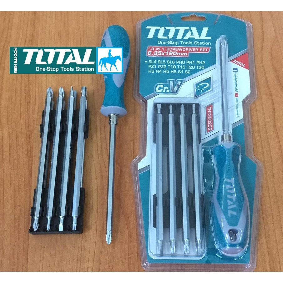 Bộ tua vít 18 đầu đa năng Thép CR-V Total THT250236