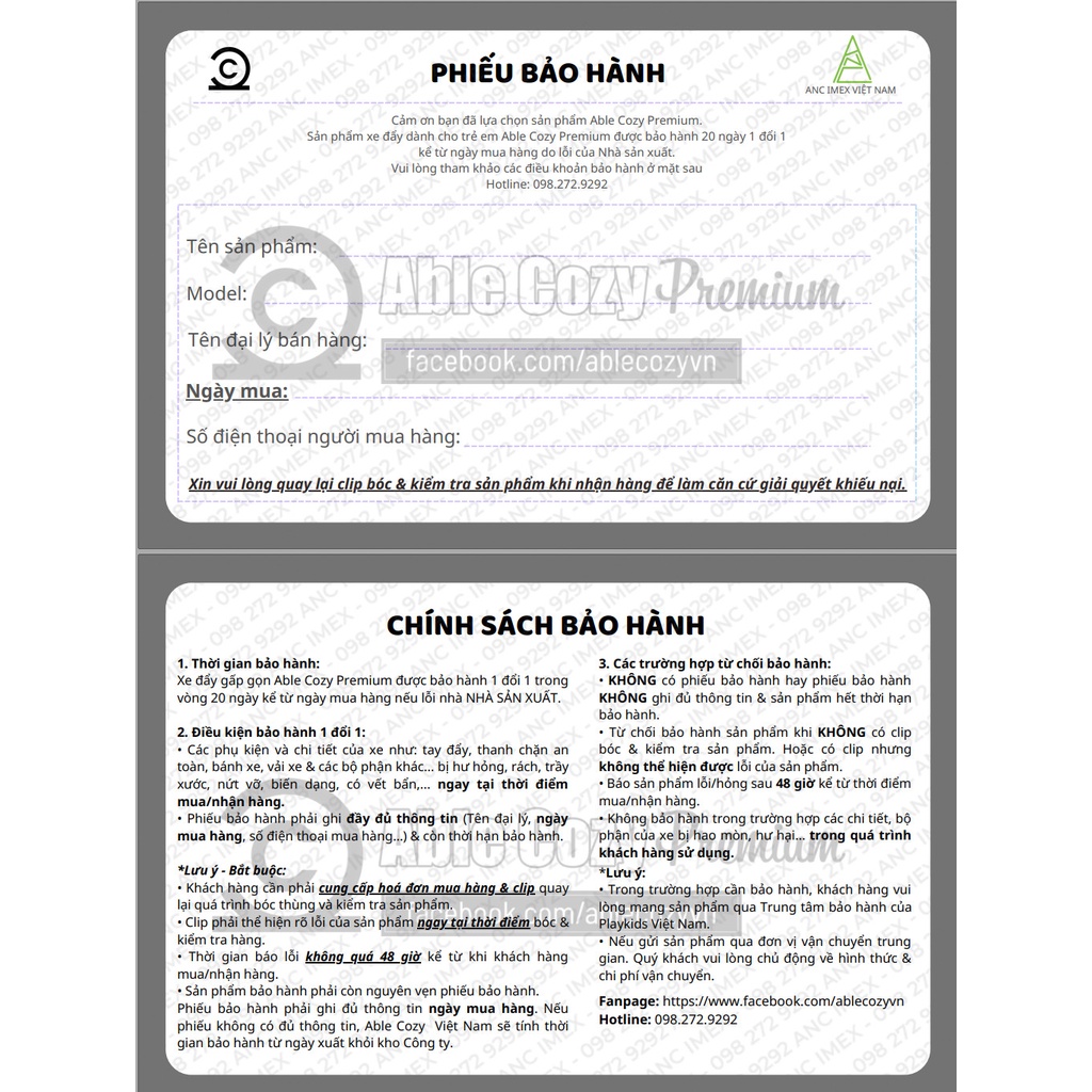 XE ĐẨY ABLE COZY PREMIUM HÀN QUỐC CAO CẤP BẢN NÂNG CẤP MỚI NHẤT