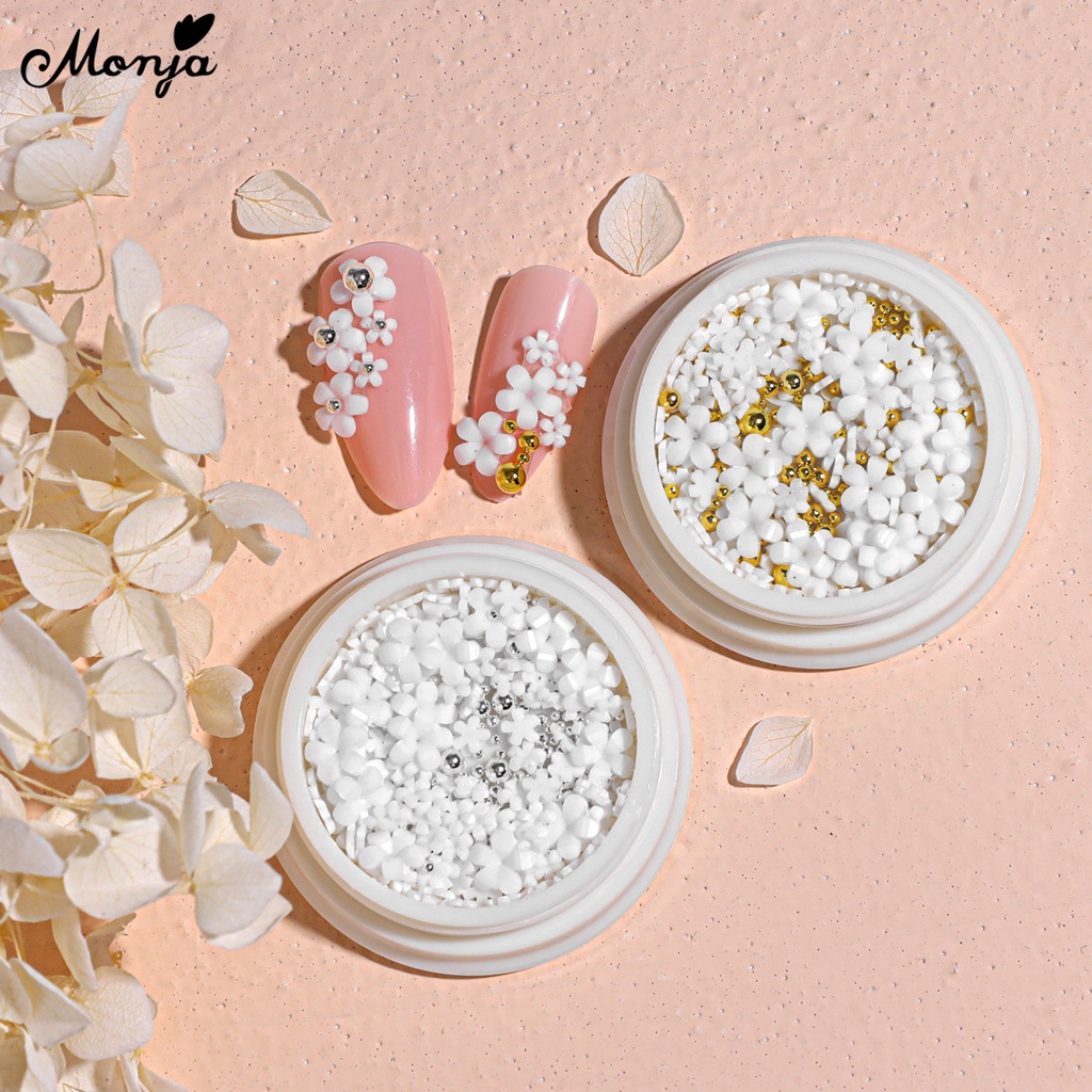 MONJA Hạt Đá 3D Nhiều Kích Thước Bằng Thép Acrylic Trang Trí Móng Tay Nghệ Thuật DIY
