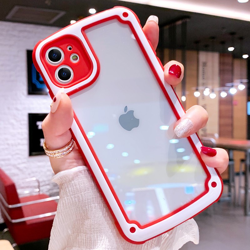 Vỏ màu điện thoại trong suốt dành cho iPhone 11 Pro Max X XR XS Max 6 6S 7 8 Plus Ốp lưng chống sốc chống sốc