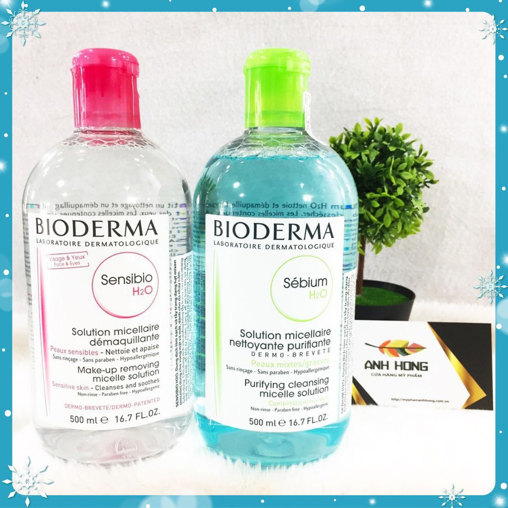 Nước Tẩy Trang Bioderma H2O 500ml Créaline Hồng, Sébium Xanh [ĐÓN HÈ]