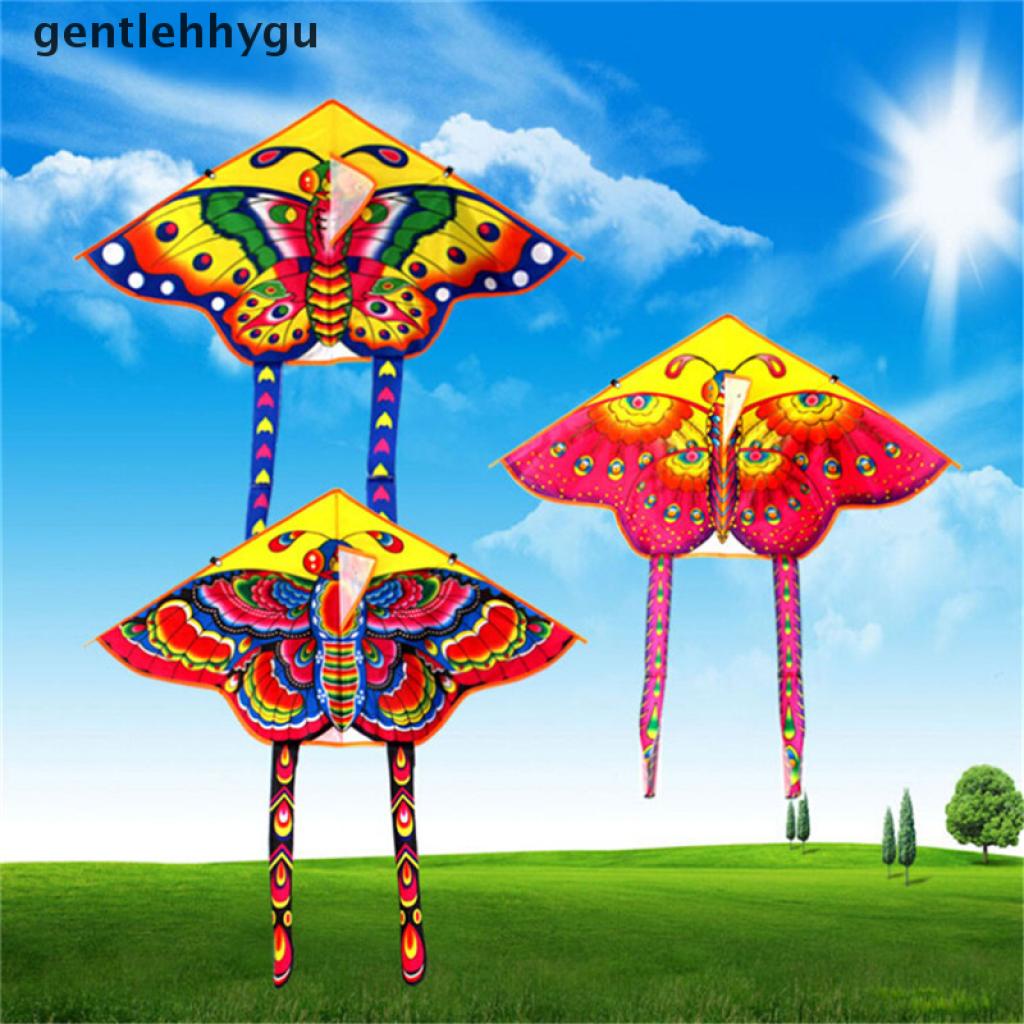 [gentlehhygu] 1PC Butterfly Printed Long Tail Kite Children Kids Outdoor Garden Fun Toys [gentlehhygu]