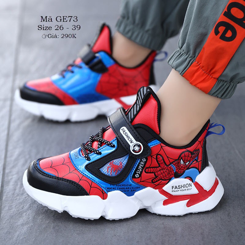 Giày siêu nhân spiderman bé trai 3 - 15 tuổi phong cách sneaker năng động và khỏe khoắn GE73