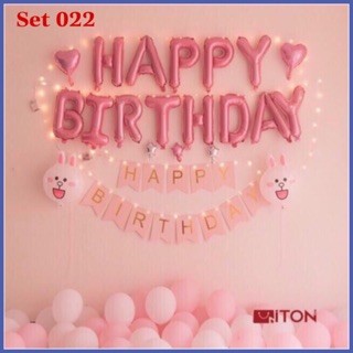 SET/COMBO Bong bóng trang trí Sinh nhật Thỏ cony và Đèn led dễ thương ( Set 022)