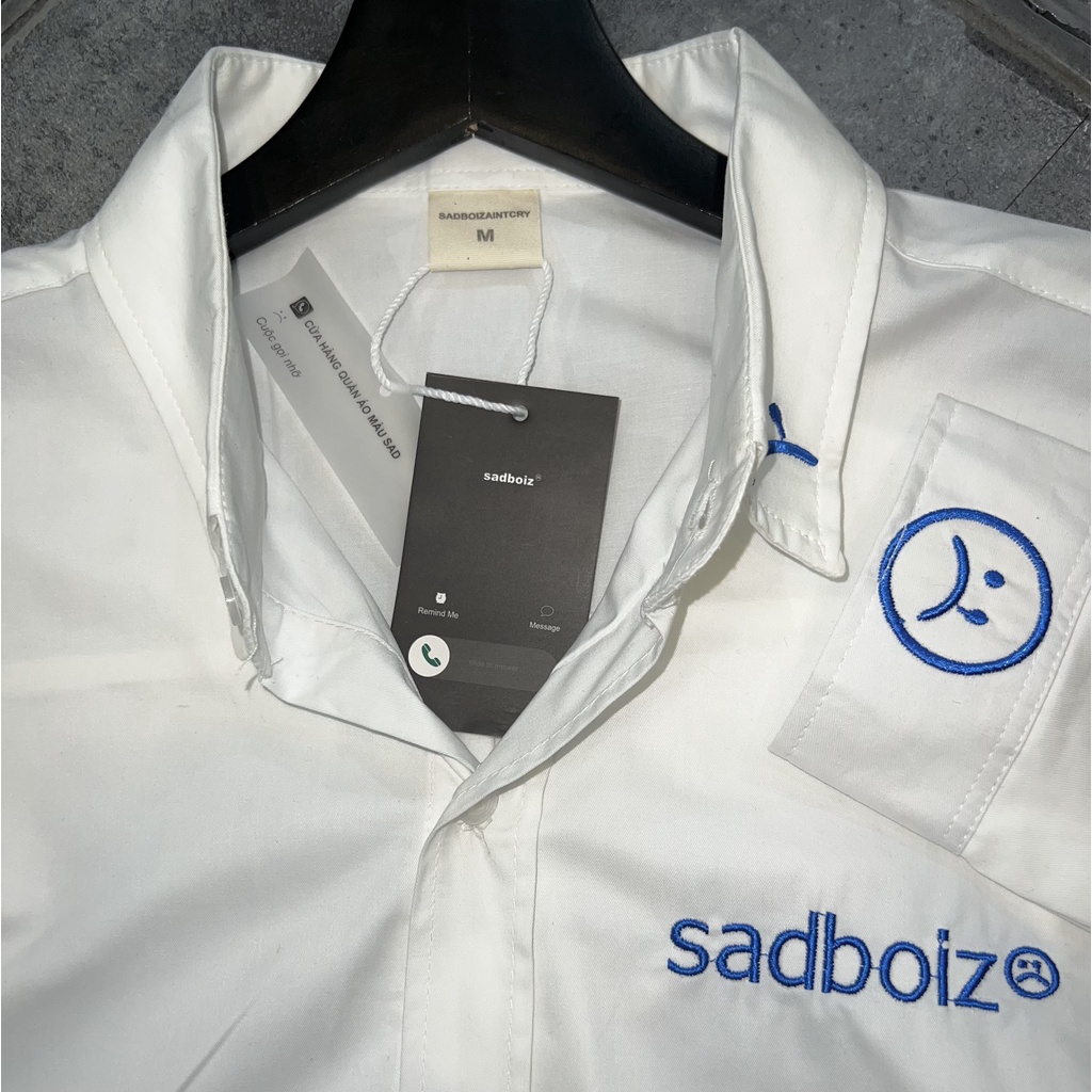 Áo Sơ Mi SAD BOIZ Tay Dài/Tay Ngắn Logo Thêu Trắng Đen Unisex