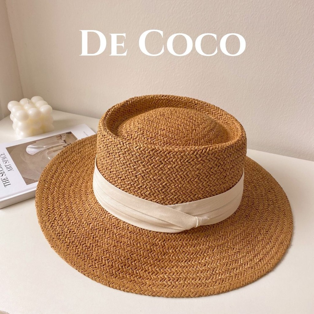 Mũ DECOCO ACC Panama, Gaucho Vintage cói gắn duy băng xếp nếp