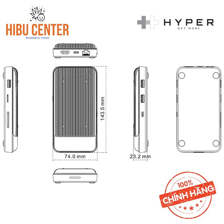 Đế sạc kiêm cổng chuyển HyperDrive 7.5W Wireless Charger USB-C Hub Đột phá về Công nghệ HD258B – HIBUCENTER
