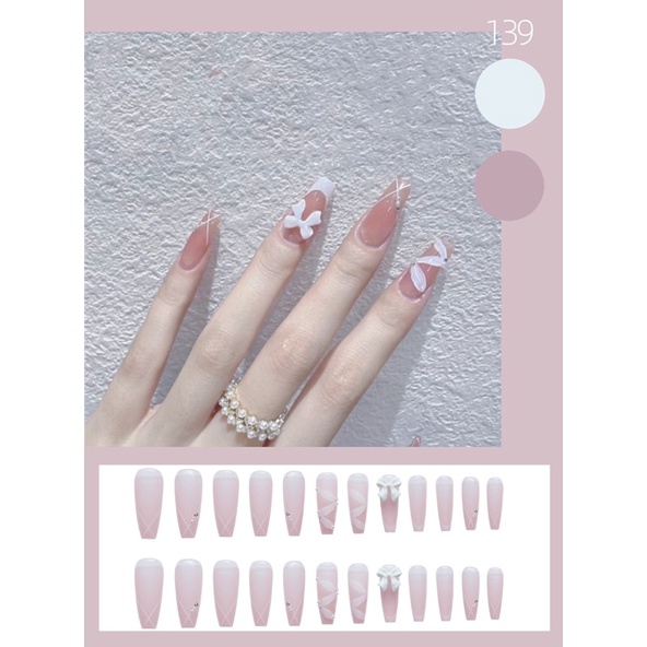 Set 24 móng giả D305 đính đá cao cấp ( Tặng kèm keo và dũa )