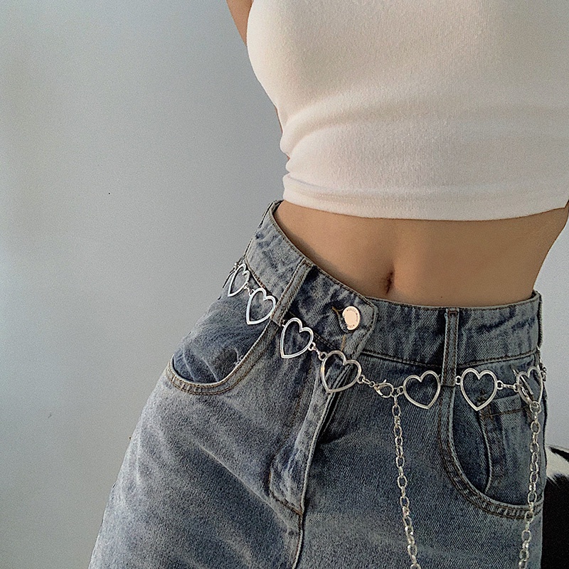 Dây Xích Đeo Thắt Lưng Họa Tiết Trái Tim Đơn Giản Phong Cách Hip Hop Cá Tính