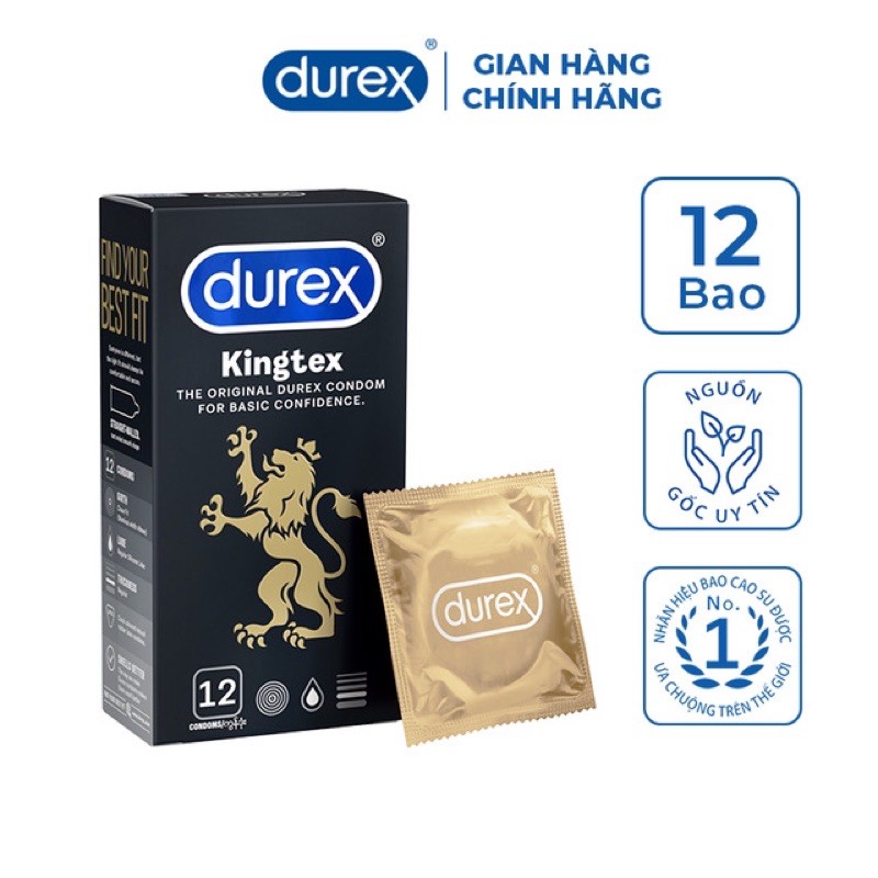 [CHÍNH HÃNG] Bao cao su Durex Kingtex (12 cái/hộp)
