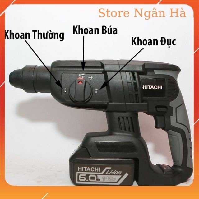 [BH 12 THÁNG] Máy Khoan Bê Tông Pin Hitachi 118v, Máy Đục Phá Bê Tông Pin, Khoan Tường Pin Siêu Khỏe - Store Ngân Hà