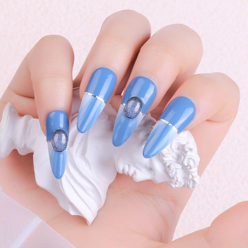 Vật Liệu Đáy Phẳng Trang Trí Móng Tay 3D Hình Bầu Dục Mắt Mèo DIY