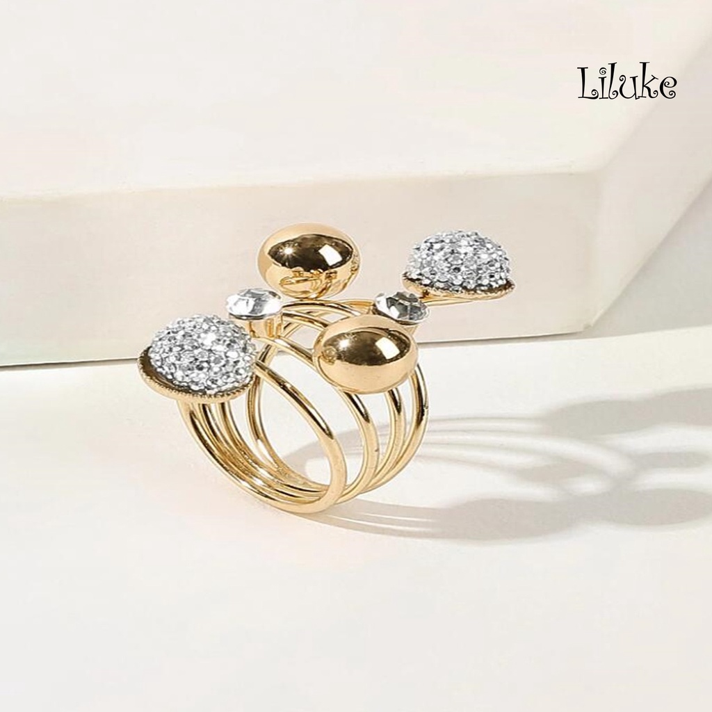 Nhẫn Hợp Kim Đính Ngọc Trai Nhân Tạo Lấp Lánh Có Thể Điều Chỉnh