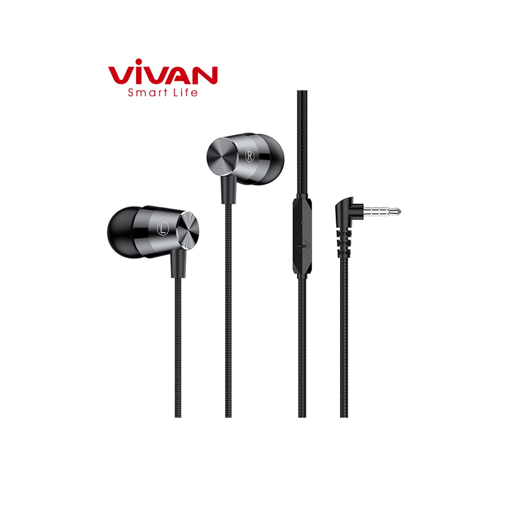 Tai Nghe Có Dây 120cm VIVAN RE101S Nghe Nhạc Đàm Thoại Cổng Kết Nối 3.5mm Dây Chống Rối Bảo Hành Chính Hãng