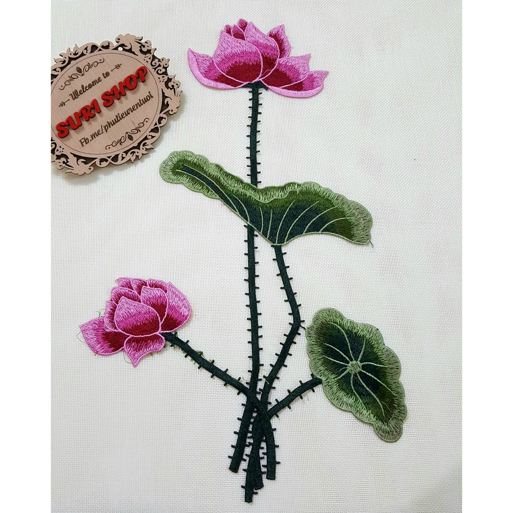 REN BÔNG THÊU HOA SEN 24-44cm (Dùng may trang trí áo dài, váy đầm)