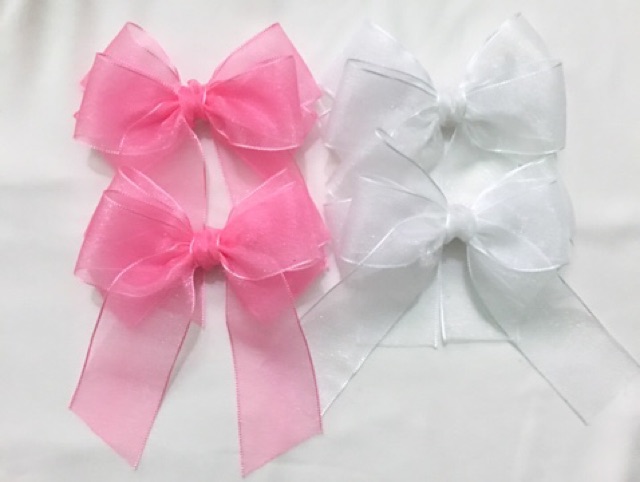 Kẹp nơ voan nhũ cao cấp