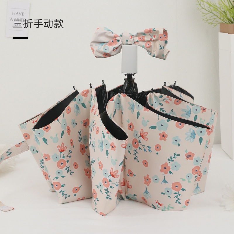 Dù Gấp Tự Động Bằng Nhựa Màu Đen Chống Tia UV
