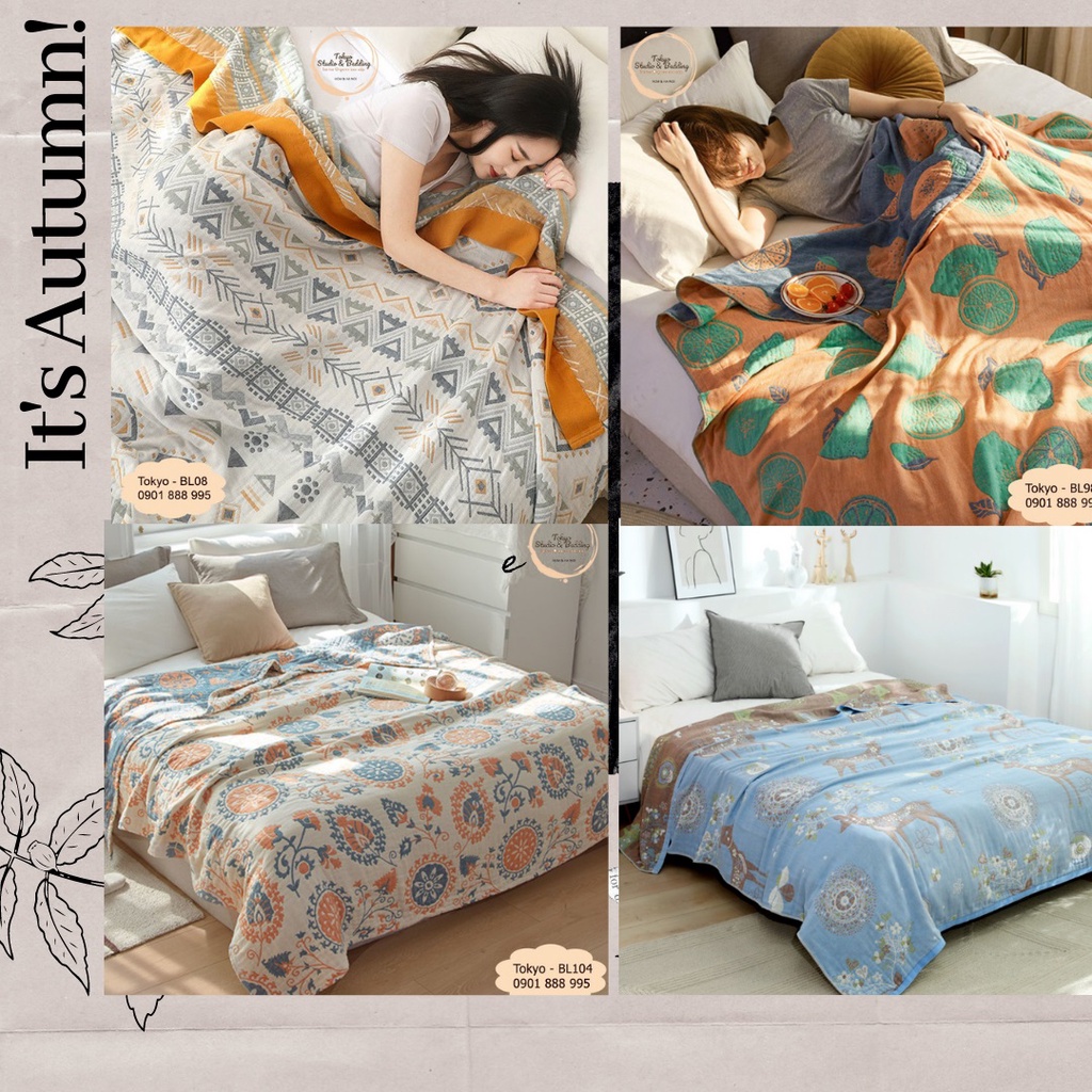 (6)TH Chăn Xô Cotton Sợi Tre organic Nature siêu kháng khuẩn