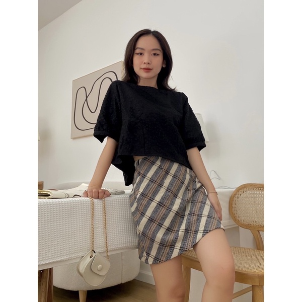 [LEN clothing] Chân váy ngắn chữ A kẻ ghinham 7953 | BigBuy360 - bigbuy360.vn