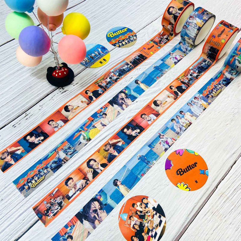 Cuộn Băng Keo Giấy Washi In Hình Nhóm Nhạc Kpop Bts Dễ Thương Trang Trí Sổ Tay Diy