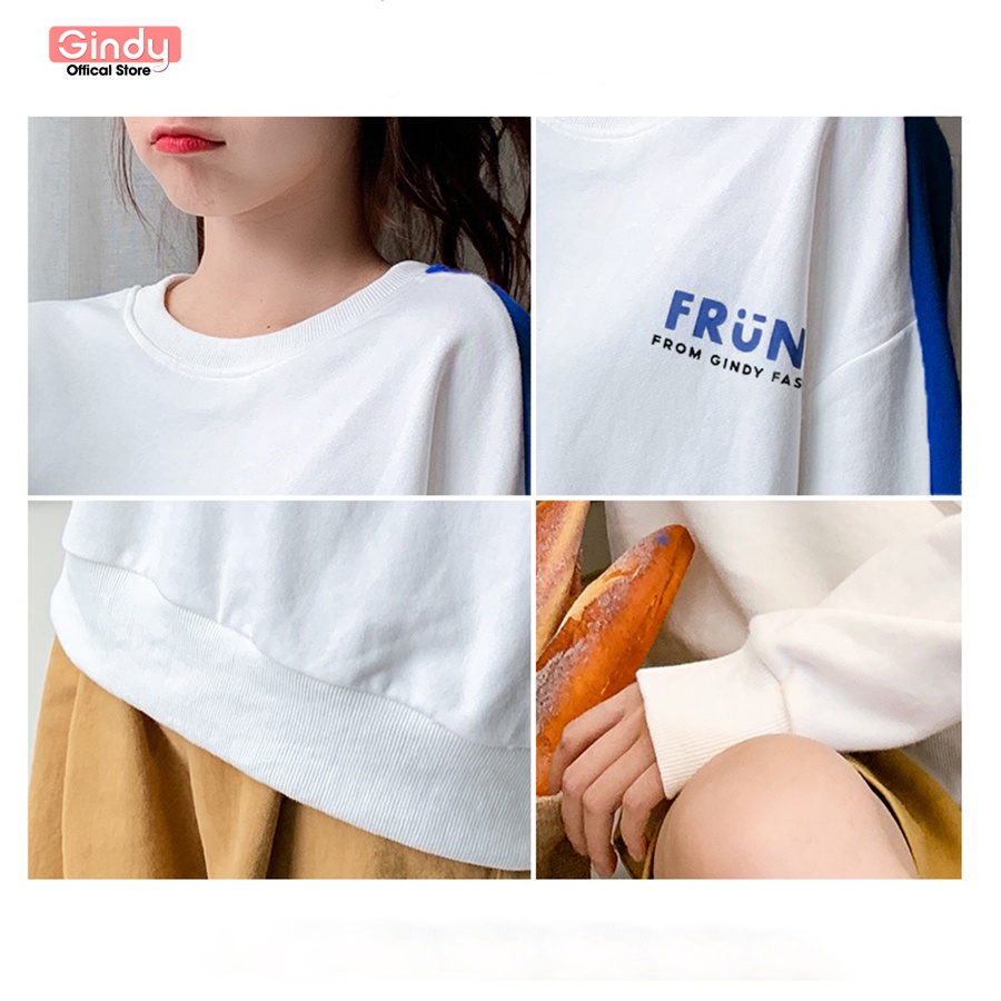 Áo nỉ sweater dài tay GINDY Frun hoodie trơn basic form rộng đơn giản dễ phối đồ thời trang thu đông A9108