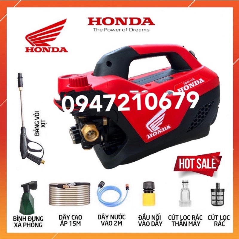 Máy rửa xe H.O.N.D.A máy rửa xe honda siêu mạnh , Chỉnh áp - Dây xịt 15M , tặng bình xịt xà phòng