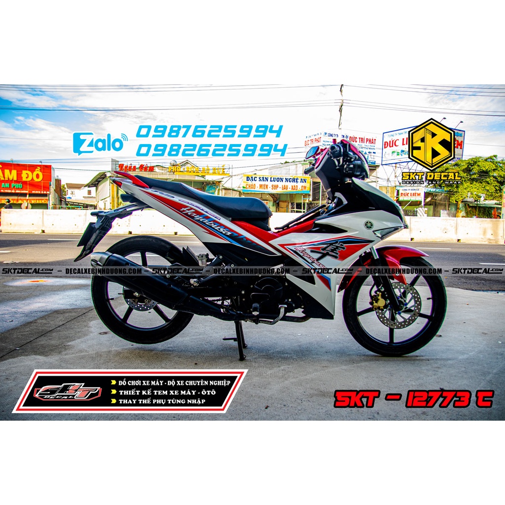 tem rời xe exciter 150 trắng đỏ hayabusa