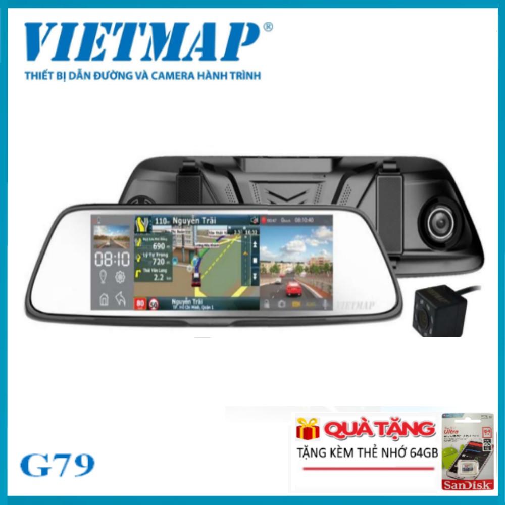 [Hỗ trợ lắp đặt nội thành HCM]CAMERA HÀNH TRÌNH VIETMAP G79 + thẻ nhớ 64GB