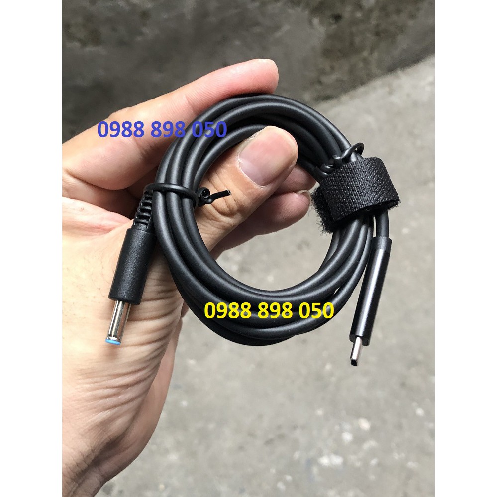 cáp cạc chuyển usb type c sang sạc laptop hp chân xanh nhỏ 4.5mm*3.0mm