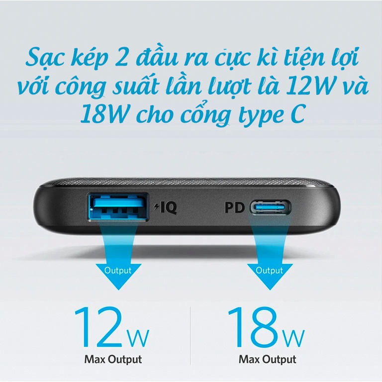 Pin dự phòng Anker PowerCore III Sense 10K A1231 PD 18W