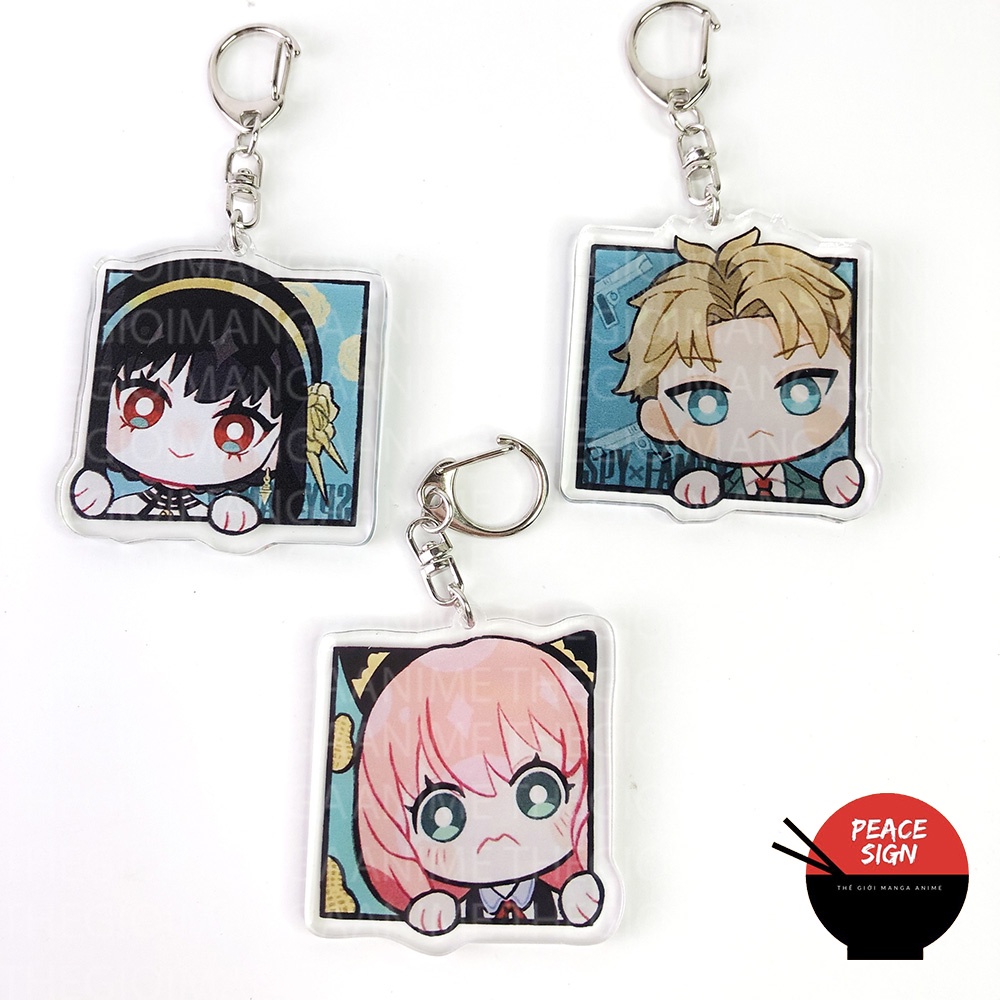 Móc khóa in hình SPY X FAMILY ver VUÔNG CUTE - GIA ĐÌNH ĐIỆP VIÊN anime chibi mica trong acrylic